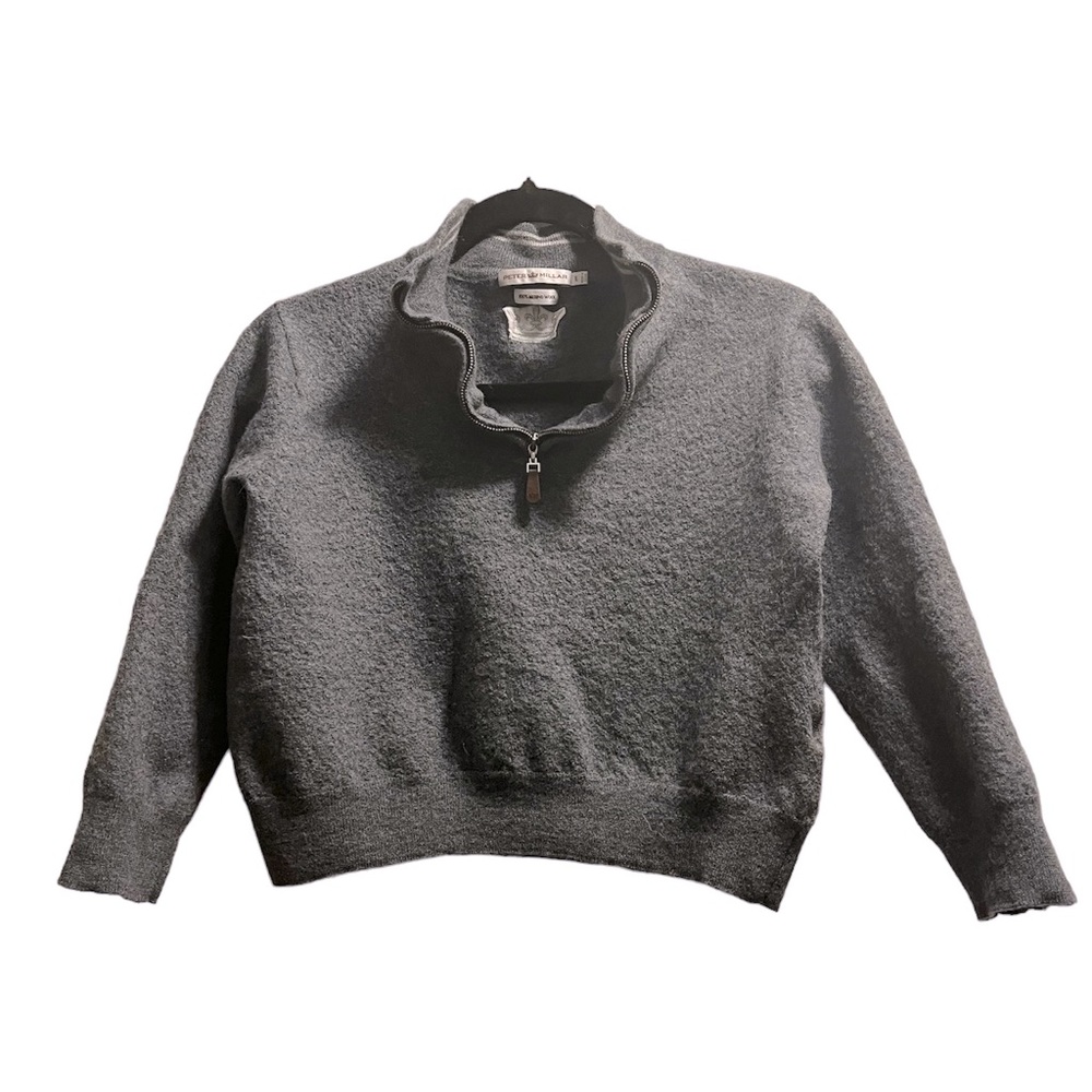 Peter Millar Y2K 100% Merino Wool Half Zip Pullover Sweater L Crown Logo